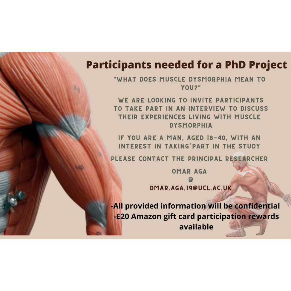 Participants needed – Research into Muscle Dysmorphia.